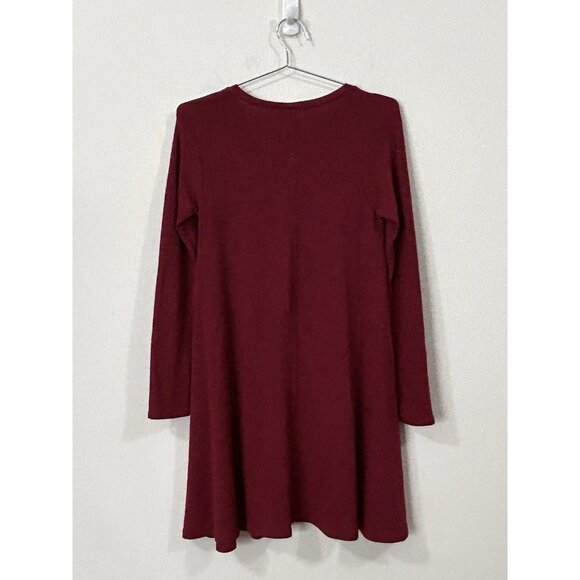 Alya Women’s Small Maroon Red Soft Knit Fit & Flare Dress Long Sleeve Round Neck - Picture 2 of 8